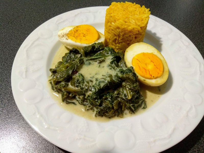 Épinards frais aux oeufs et son riz à l'indienne - Nutriwi