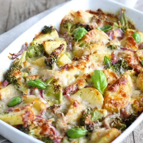 Gratin aux pommes de terre et brocolis
