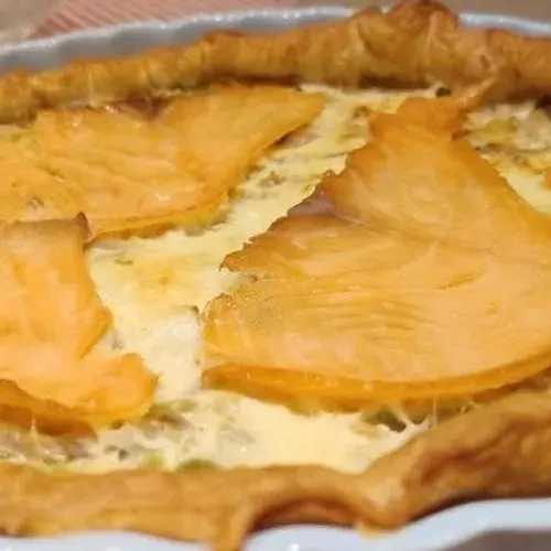 Quiche aux poireaux et saumon recipe