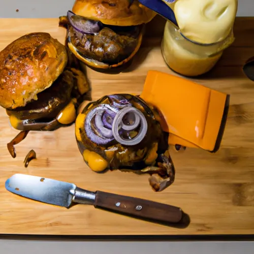 Burgers de boeuf aux oignons caramélisés et cheddar