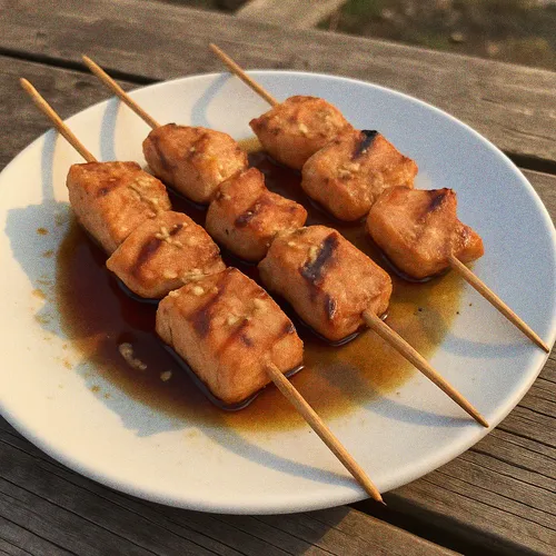 Brochettes de saumon marinées au soja et gingembre