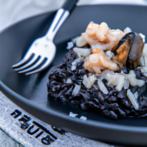 Risotto à l'encre de seiche et aux fruits de mer