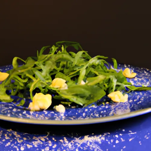 Salade de roquette et parmesan avec vinaigrette de miel et de moutarde