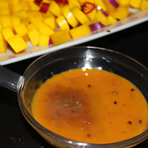 Sauce barbecue à la mangue et au piment: une sauce exotique à base de mangue, piments, vinaigre blanc et sucre