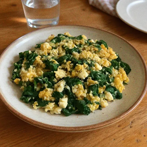 Brouillé d'œufs Libanais à la Feta et aux Épinards
