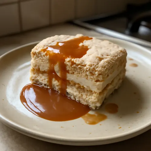 Dacquoise au manioc et caramel salé