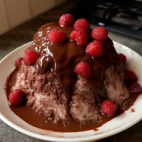 Bingsu fusion au chocolat et framboise